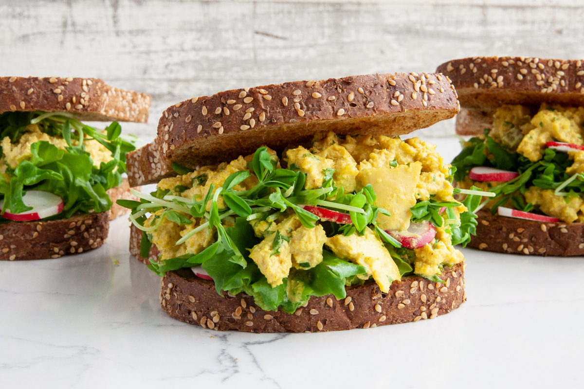 Eggless Egg Salad Sandwich with Tofu and Sprouts recipe