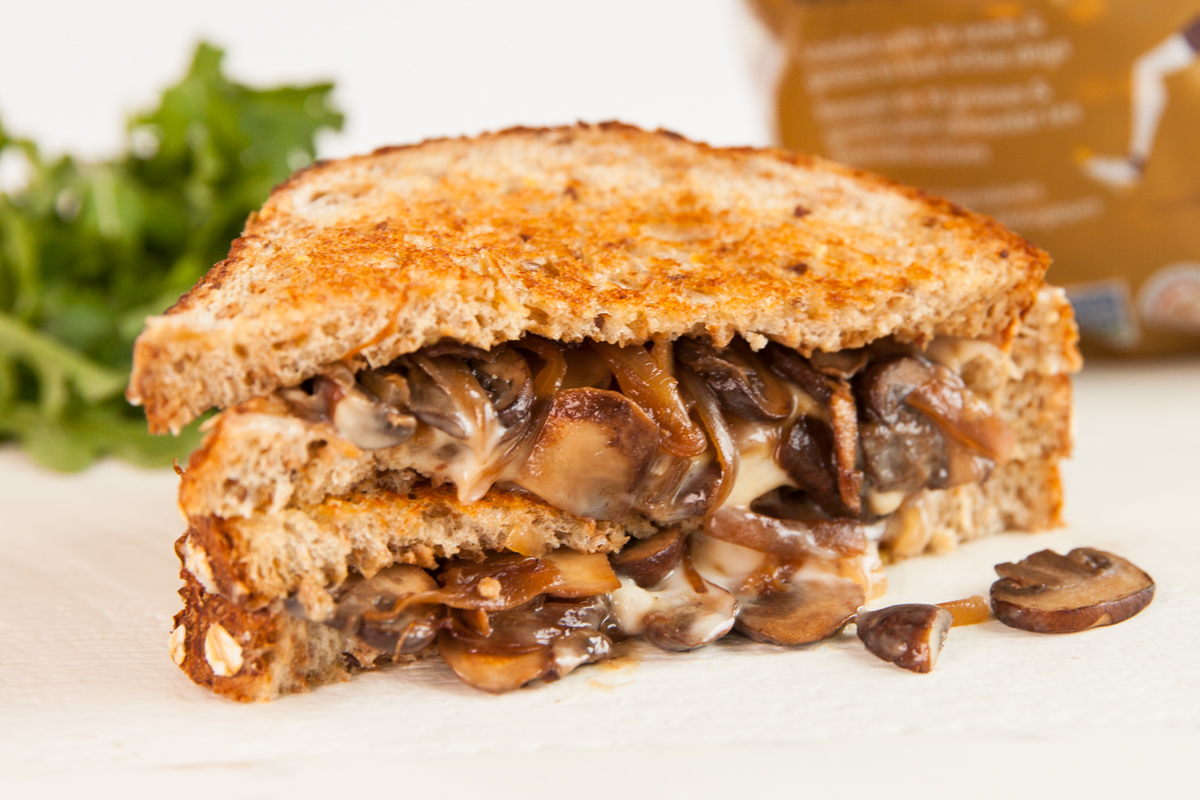 Vegan Mushroom Grilled Cheese on Silver Hills Sprouted Bakery bread