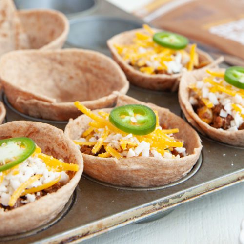 Veggie Taco Cups made with Silver Hills Bakery Sprouted Whole Wheat Tortillas