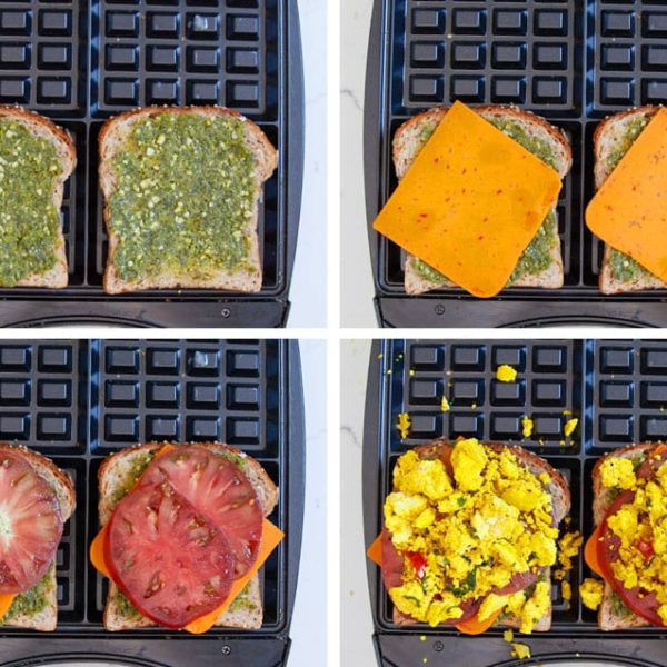 How to Make Vegan Breakfast Grilled Cheese in a Waffle Iron - Assembly