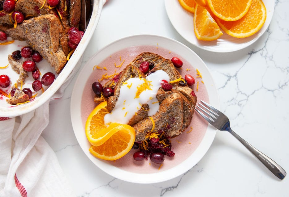 Cranberry Orange French Toast is a plant-based brunch recipe that makes Thanksgiving (or any holiday) sing