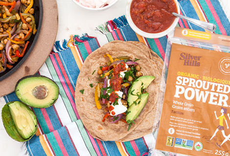 Plant-based Recipes with Tex-Mex Flavours: Chickpea Fajita Recipe on Sprouted Whole Grain Tortillas