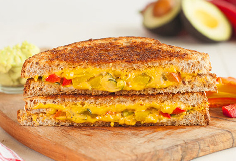 Vegan Tex-Mex: Fajita Grilled Cheese Sandwich on Sprouted Whole Grain Bread