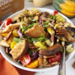 Roasted Brussels Sprouts Panzanella Salad with Sprouted Spelt