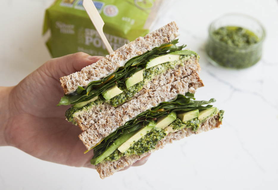 Evergreen Kale Pesto Sandwich (and Spread)