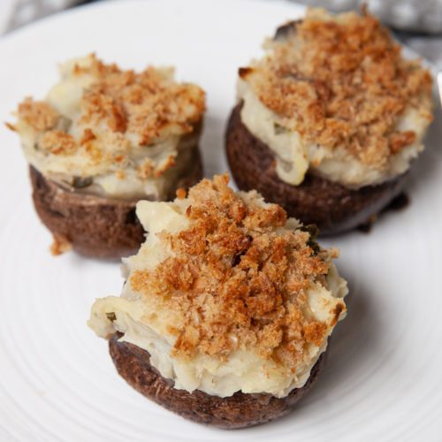 Vegan Stuffed Mushrooms with Crispy Sprouted Breadcrumbs