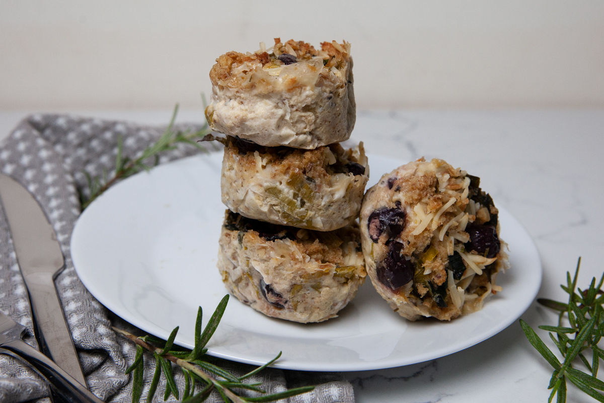 Whole Grain Strata Muffin Cups with Rosemary & Olive