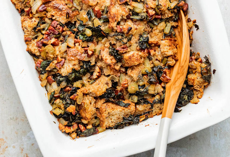 Vegan Stuffing with Kale and Pecans