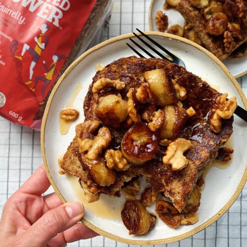 Desiree RD Vegan French Toast with Caramelized Bananas and Walnuts