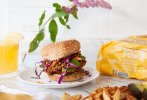 Cauli-Burger on Silver Hills Bakery Organic Sesame Sprouted Hamburger Buns