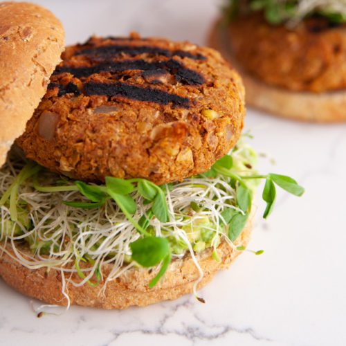 Easy Homemade Grillable Veggie Burgers on Sprouted Buns