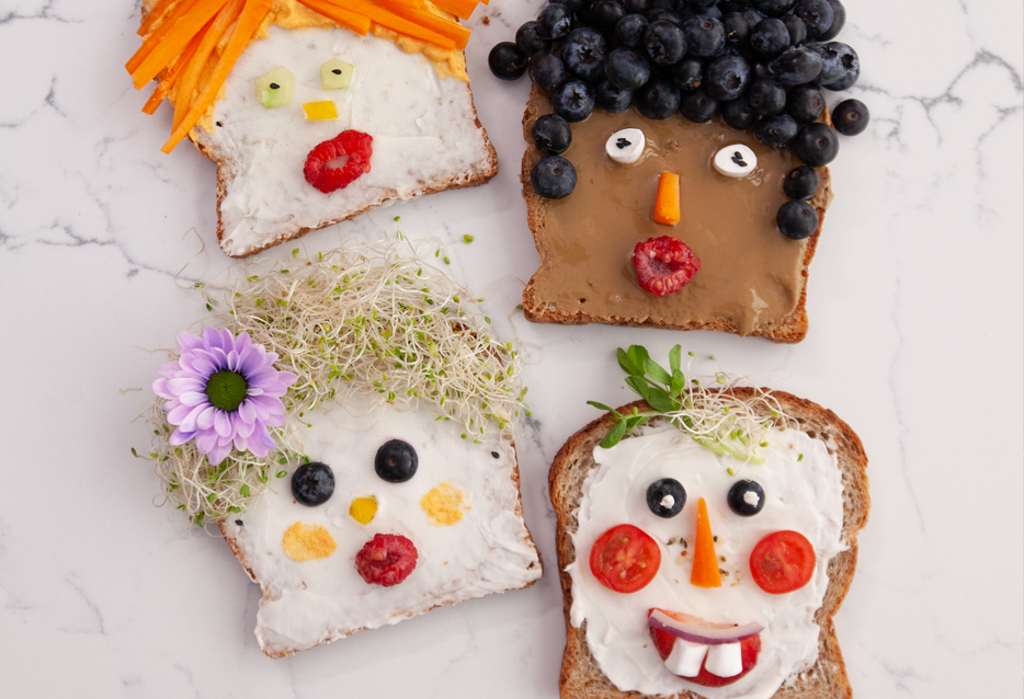 Easy Decorated Snack Toasts for Kids - Friendly Faces