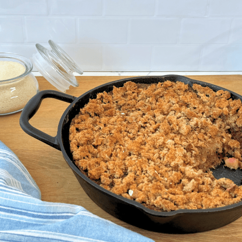 Photo of Amber K's Cast Iron Skillet Pear & Cherry Sprouted Breadcrumb Betty