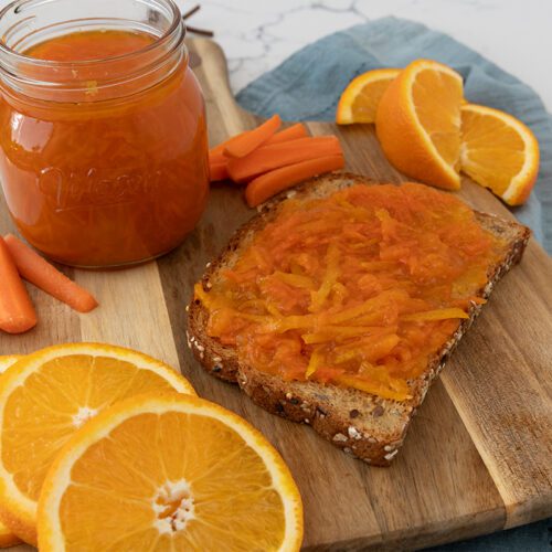 Low-Sugar Carrot Marmalade on Silver Hills Bakery Sprouted Multigrain Toast