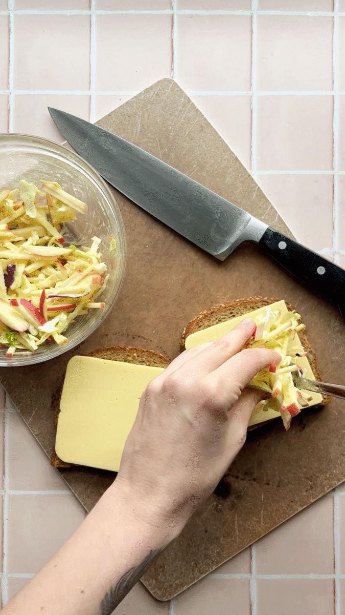 Desiree RD’s Grilled Cheese with Dijon Apple Slaw adds nutrient-dense food to an everyday meal