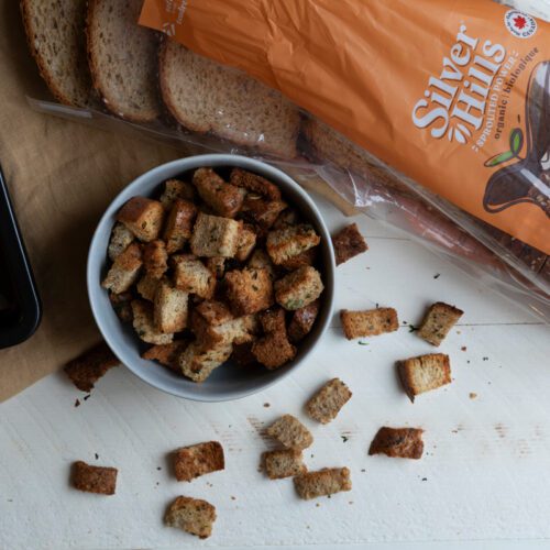 Garlicky Sprouted Croutons