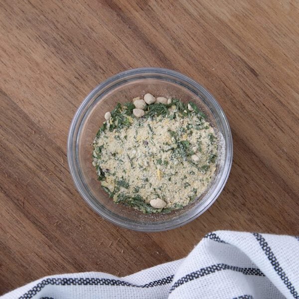 A little bowl with herbs and lentils
