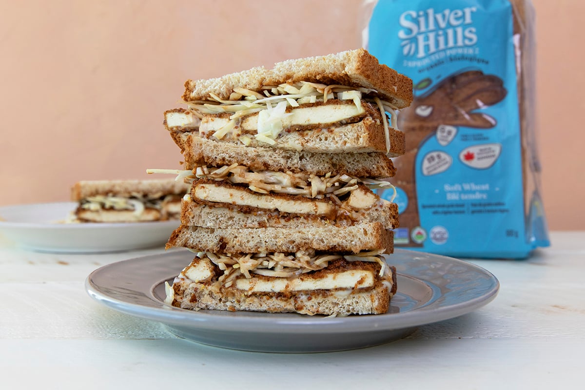 Crispy Air Fryer Tofu Katsu Sando with Sprouted Breadcrumbs